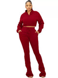 MB FASHION Cropped Quarter-Zip Lounge Set with Drawstring Pants 5069