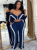 MB FASHION Zip-Up Contrast Stripe Two-Piece Lounge Set 5039