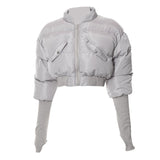 MB FASHION Cropped Puffer Jacket with Extended Sleeve Detail 405
