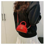 Every Fashion Mini Patent Dome Handbag with Top Handles and Crossbody Strap
