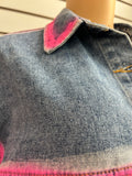 MB FASHION Oversized Denim Jacket with Pink Trim 3980LY