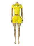 MB FASHION Short Sleeve Top & High-Waisted Biker Shorts Set 6018