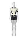 MB FASHION Zip-Up Short Sleeve Crop Jacket and Shorts Active Set 5011