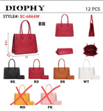 EVERY FASHION Quilted Structured Tote Bag with Studded Detailing and Matching Wallet XC-6864W