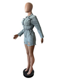 MB FASHION Light Wash Distressed Denim Romper 88589