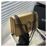 Every Fashion Textured Chain Shoulder Bag with Metal Buckle Detail
