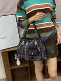 Every fashion Denim Moto Biker Handbag