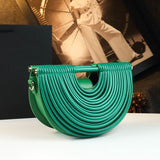 Every Fashion Half-Moon Statement Handle Bag with Layered Design
