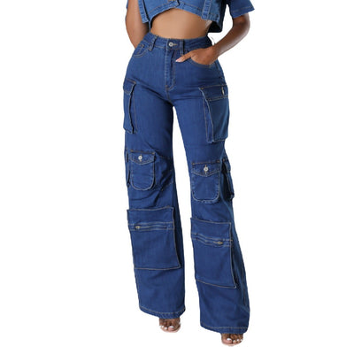 MB FASHION Wide-Leg Cargo Jeans with Multiple Pockets 6016LY