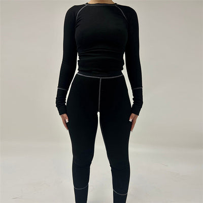 MB FASHION RIBBED LONG SLEEVE BODYCON 2 PCS SET 9598LY LAST L