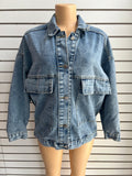 MB FASHION Oversized Denim Jacket with Cartoon Graphic 2891LY