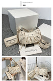 EVERY FASHION Studded Crescent Shoulder Bag with Matching Pouch