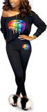 MB FASHION LIPS SHIRT PANTS SET 6201 LAST ONE BLACK