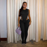 MB FASHION Sleeveless Cut-Out Ruched Set 290