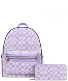EVERY FASHION Geometric Print Backpack with Matching Wallet FT-8578W