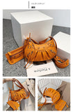 EVERY FASHION Studded Crescent Shoulder Bag with Matching Pouch
