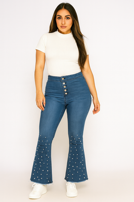 EVERY FASHION Cropped Distressed Denim Jacket with Button Closure