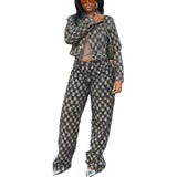MB FASHION Textured Two-Piece Jacket and Wide-Leg Pants Set 1339