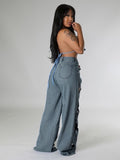 MB FASHION Sexy Cut-Out Wide Leg Denim Jeans 3112