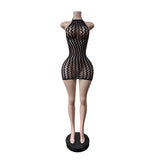 MB FASHION Sexy Zigzag Halter Neck Bodycon Mini Dress 88700