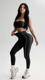 MB FASHION Strapless Bandeau Crop Top & High-Waisted Leggings Activewear Set 2425