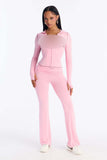 MB FASHION Zip-Up Hooded Jacket & Flared Pants Matching Tracksuit Set 2290