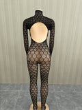 MB FASHION Sexy Black Floral Lace Full-Body Catsuit Jumpsuit 1473