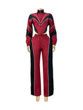 MB FASHION Cropped Zip-Up Tracksuit Set with Contrast Panels 5062