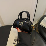 Every Fashion Mini Patent Dome Handbag with Top Handles and Crossbody Strap
