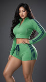 MB FASHION Cropped Zip Track Jacket & Matching Shorts Set 6030