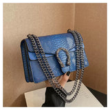 Every Fashion Textured Chain Shoulder Bag with Metal Buckle Detail