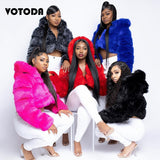 EVERY FASHION Luxury Faux Fur Puffer Jacket with Oversized Hood