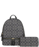 EVERY FASHION Geometric Print Backpack with Matching Wallet 008-7285W