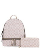 EVERY FASHION Geometric Print Backpack with Matching Wallet 008-7285W