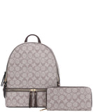 EVERY FASHION Geometric Print Backpack with Matching Wallet 008-7285W