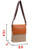 EVERY FASHION Structured Crossbody Messenger Bag with Monogram Pattern FT-1017