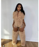 EVERY FASHION Ultra-Shaggy Faux Fur Over-The-Knee Boots