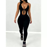 MB FASHION Black Cut-Out Tie-Front Jumpsuit – Sculpting Fit 2197