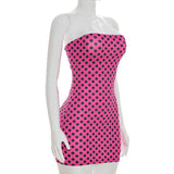 MB FASHION Polka Dot Strapless Bodycon Mini Dress