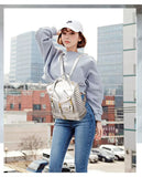 EVERY FASHION Moto Jacket Style Backpack with Quilted Sides and Zipper Details