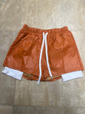 Every Fashion High-Waist Faux Leather Shorts with Drawstring