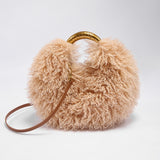 EVERY FASHION Round Shaggy Faux Fur Handbag