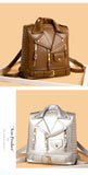 EVERY FASHION Moto Jacket Style Backpack with Quilted Sides and Zipper Details