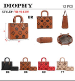 EVERY FASHION Monogram Print Structured Handbag with Matching Wallet YB-9143W
