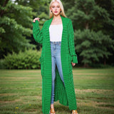 Every Fashion Long Cable Knit Cardigan Sweater with Front Pockets 560