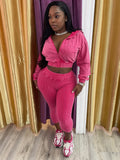 MB FASHION Cropped Zip-Up Hoodie and High-Waist Capri Leggings Two-Piece Set
