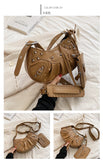 EVERY FASHION Studded Crescent Shoulder Bag with Matching Pouch