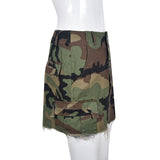 MB FASHION Distressed High-Waist Camo Camouflage Mini Skirt 9190LY