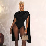 MB FASHION Draped Cape Sleeve Bodysuit 670
