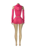MB FASHION Sleeveless Zip Hoodie Vest Arm Sleeves & Mini Shorts Set 6028